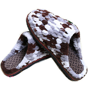 冬季纯手工精细编织毛线拖鞋居家保暖拖防滑耐穿舒适冰条线钩织鞋