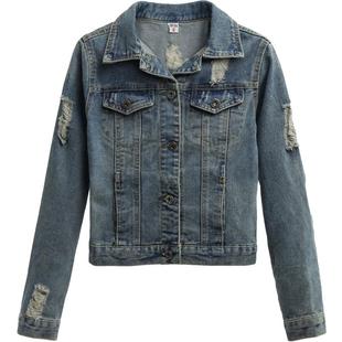 牛仔外套女短款修身韩版潮显瘦复古长袖春秋牛仔服上衣大码破洞9