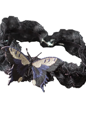 怪糖饰物集原创蝴蝶颈链choker暗黑蝴蝶蕾丝