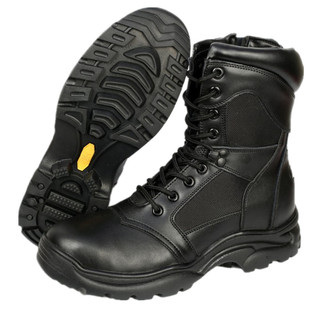 秋冬季作战靴男款特种兵减震战术靴高帮真皮钢头羊毛男棉鞋保安靴