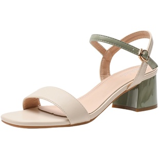 时装凉鞋女夏中跟2025年新款高跟鞋软皮仙女风气质小清新粗跟爆款