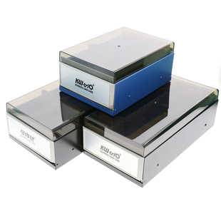 透明大容量名片盒桌上收纳盒银行卡片座商务男式女士桌面整理盒透明名片座分类整理盒家用卡片名片收纳盒