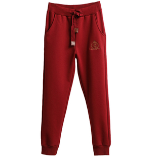 冬季刺绣羊羔绒加绒加厚休闲裤女士棉裤铅笔裤宽松运动裤小脚裤女