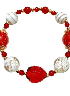 天然红玛瑙琉璃草莓本命年手链