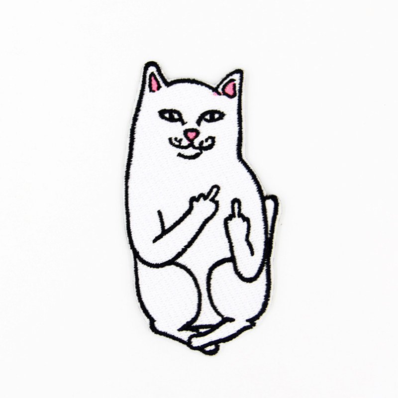 新款潮牌 中指猫皇家贱猫ripndip猫 手指猫布贴 刺绣熨烫肩章臂章