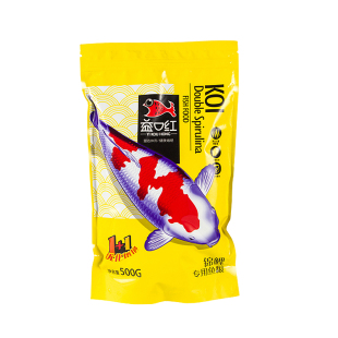 益口红兰寿金鱼锦鲤饲料不浑水袋装鱼粮上浮小大颗粒高蛋白螺旋藻