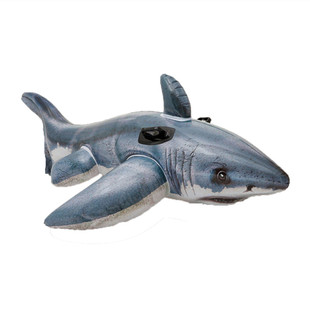 INTEX水上充气加厚写实鲨鱼坐骑游泳圈 男女儿童宝宝水上浮床座圈