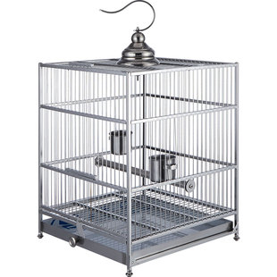 nimiwei八哥鸟笼笼大号304不锈钢新款笼子豪华鹩哥洗澡鹦鹉笼专用
