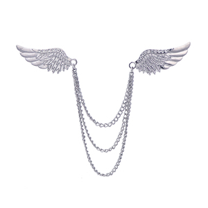 韩国男士西服胸针 复古饰品潮镶钻天使翅膀衣领链夹衬衣领饰扣女