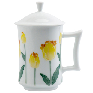 陶瓷马克杯带盖大容量日式情侣杯手绘茶杯个性创意可爱家用茶水杯