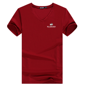 V领短袖男士T恤纯棉夏天印花修身弹力韩版紧身半袖打底衫上衣体恤