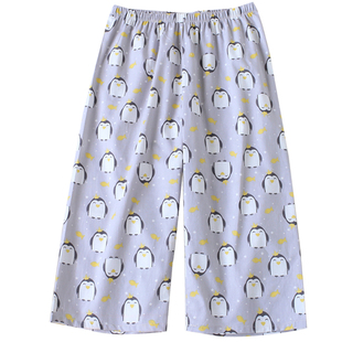 孕妇睡裤纯棉春夏薄款宽松大码高腰可调节怀孕期托腹七分家居裤子