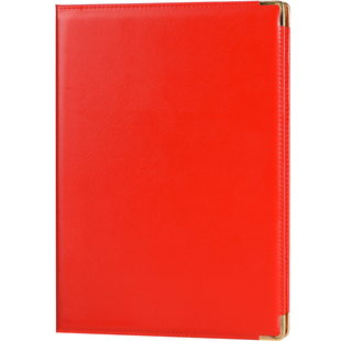 皮革A4证书外壳空白签约本诗歌朗诵本夹红色演讲晚会主持致辞本夹