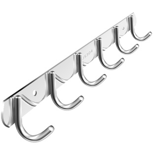 挂钩墙壁挂衣架厨房不锈钢排钩卫生间强力粘胶一排长条衣服免打孔