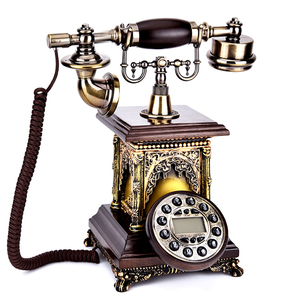 实木欧式复古电话机老式家用办公有线座机时尚创意无线插卡电话