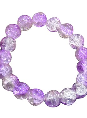 景区夜市热销货源 10mm双彩色碎花珠水晶手链内裂纹珠爆花手串