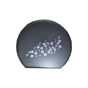 日本进口日式樱花纹托盘日式漆器田中商店樱花半月形托盘长方形