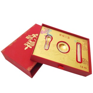 仿金箔聚福三宝金碗筷丰衣足食摆件保险银行贺岁开门红商务礼品
