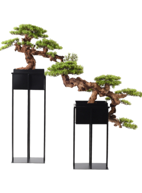 新中式风迎客松枯木茶室装饰品