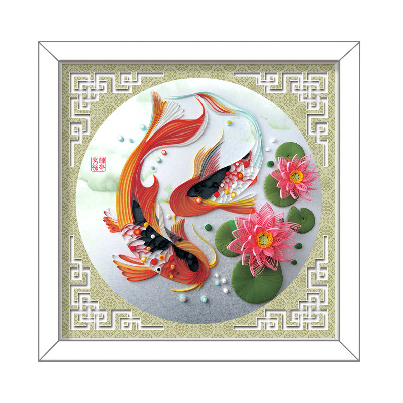 手韵衍纸【鱼来运转】材料包 衍纸画套装成人手工创意diy成品线稿