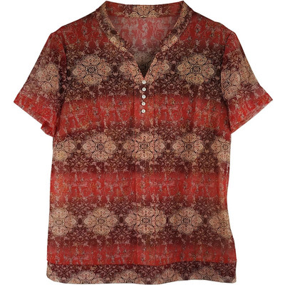 上衣雪琳儿短袖网纱套头T恤妈装