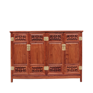 红木鞋柜中式纯实木刺猬紫檀洋花鞋柜二三门四门雕花门口入户鞋柜