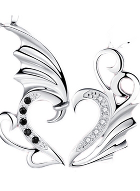 925纯银男女爱心形情侣项链