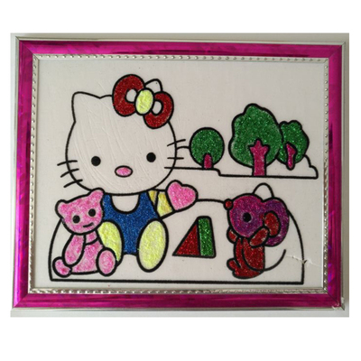 沙画儿童手工画套装创意DIY艺术金粉画宝宝颜料涂色画画益智玩具