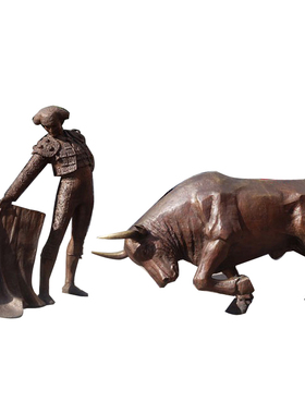 玻璃钢斗牛士主题定制商业街仿铜