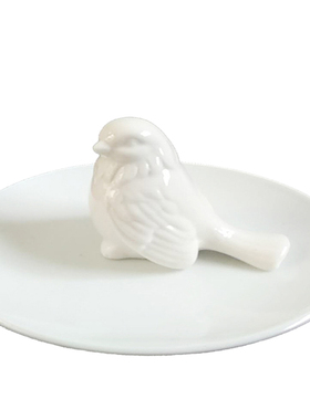 浮雕小鸟陶瓷首饰盘摆件田园