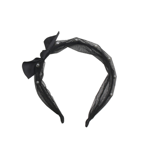 阿吉家豆豆发箍 气质简约百搭黑色网纱珍珠装饰头箍甜美 公主风女