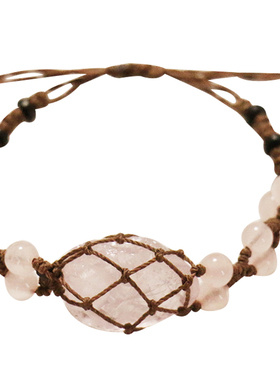 手工编织手链粉水晶手链