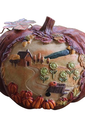 吉祥田园庭院手工雕刻南瓜摆件