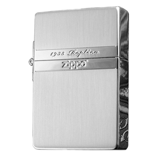 日本正品ZIPPO煤油打火机 1935经典复刻金色镜线拉丝做工简洁大气