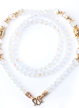 水晶泰国佛牌简单大方长款毛衣链