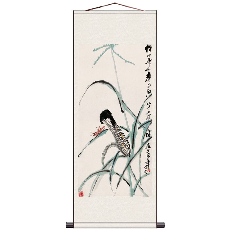 丝绸卷轴画挂画国画酒店壁画竹兰图名家花鸟画定制条幅风水竹子图