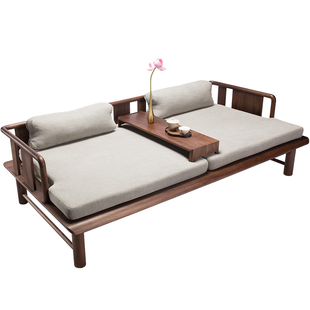 多少 舒福罗汉床 实木沙发胡桃木禅意现代简约客厅罗汉榻中式卧榻