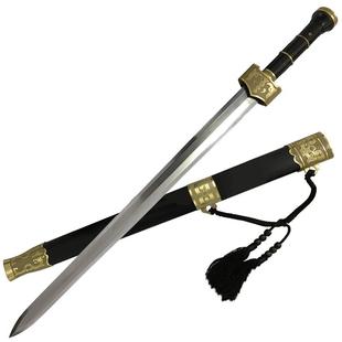 越王剑覆土烧刃花纹钢仿古青铜剑宝剑摆件道具刀剑古风短剑未开刃