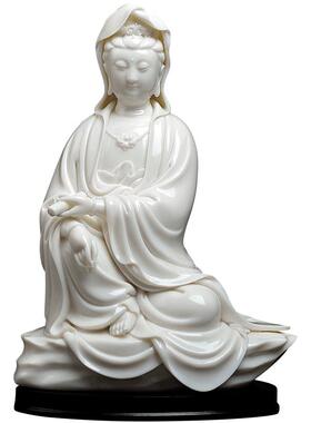 戴玉堂陶瓷摆件《经书观音》林禄扬德化白瓷佛像工艺品家居饰品