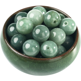 天然油青翡翠散珠冰种玉髓串珠diy玉石珠子手串手链配珠配件单珠