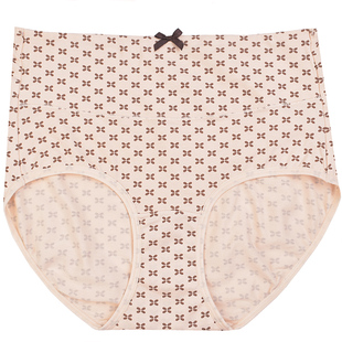 蝶安芬女内裤高腰收腹提臀包臀印花蝴蝶结 弹力舒适透气小平角裤