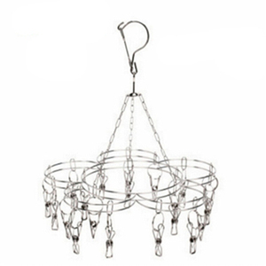 晾衣圆形晾衣盘多夹防风衣架晾袜架圆盘双层加粗不锈钢宿舍晾衣架