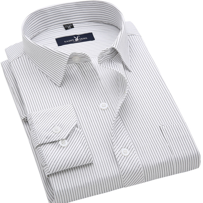 夏季中年男士衬衫长袖爸爸装商务休闲男中老年条纹全棉打底衬衣薄