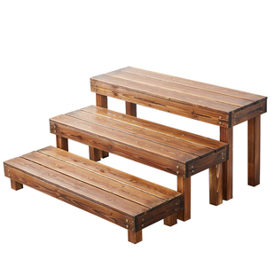 防腐实木质户外长条板凳多肉室内多层阳台庭院台阶梯式花架花盆架