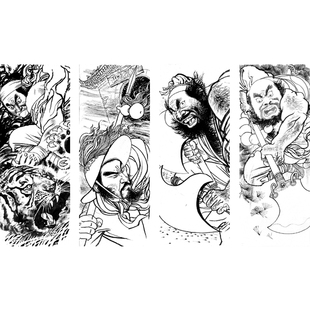 嘉橙戎锦客厅玄关装饰画餐厅背景墙画挂画王可伟中国古典水浒人物