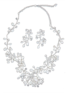 天然淡水珍珠项链女锁骨链耳环套装多层高贵奢华配礼服晚宴配饰