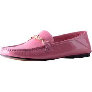 VDVC正合时宜粉色新款方头平底豆豆鞋女鞋软面真皮舒适懒人妈妈鞋