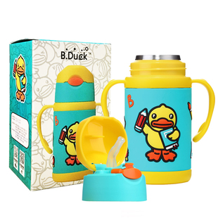 托马斯 小黄鸭小宝马莉300ml儿童保温杯带吸管手柄不锈钢保温水壶