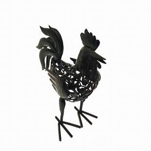 手工创意金属黑色镂空艺术铁公鸡摆件桌面装饰品招财鸡风水鸡摆放