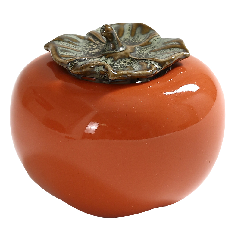 柿柿如意柿子陶瓷茶叶罐随身旅行便携家用茶仓创意茶宠摆件茶罐_虎窝淘